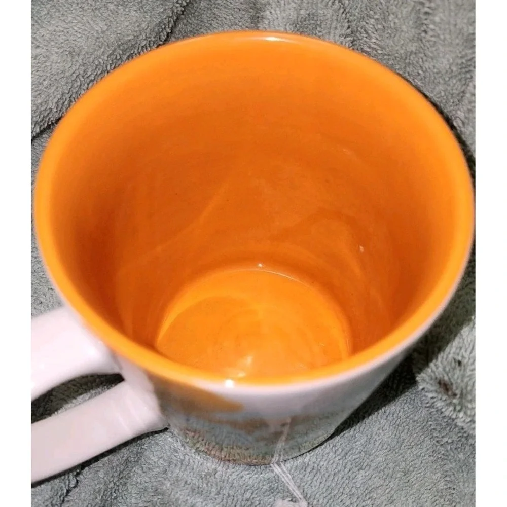 New Starbucks Fall Leaves and Berries Mugs 2008 Large White Orange Collectible